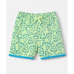 Pine Kids 100% Cotton Knit Half Sleeves Co-Ords T-Shirt & Short Night Suit With Tropi-Cool Text Print - Green