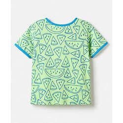 Pine Kids 100% Cotton Knit Half Sleeves Co-Ords T-Shirt & Short Night Suit With Tropi-Cool Text Print - Green