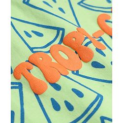 Pine Kids 100% Cotton Knit Half Sleeves Co-Ords T-Shirt & Short Night Suit With Tropi-Cool Text Print - Green