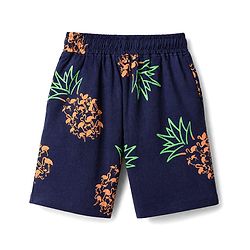 Pine Kids 100% Cotton Knit Half Sleeves Pineapple Print T Shirt & Shorts Co-ords Night Suit With Bio Washed in Navy Blue