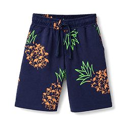 Pine Kids 100% Cotton Knit Half Sleeves Pineapple Print T Shirt & Shorts Co-ords Night Suit With Bio Washed in Navy Blue