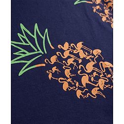 Pine Kids 100% Cotton Knit Half Sleeves Pineapple Print T Shirt & Shorts Co-ords Night Suit With Bio Washed in Navy Blue