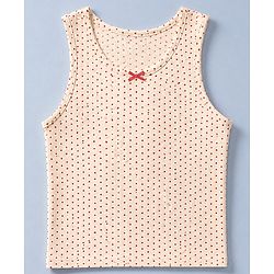 Pine Kids Cotton Elastane Knit Sleeveless Set of Vests with Polka Dots Print & Bow Applique Pack of 3 - White, Red & Grey