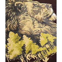 Pine Kids 100% Cotton Knit T-Shirt with Full Sleeves and Lion Print - Dark Brown
