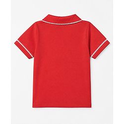 Pine Kids 100% Cotton Knit Half Sleeves Co-Ords Solid Shirt & Pajama Night Suit - Red