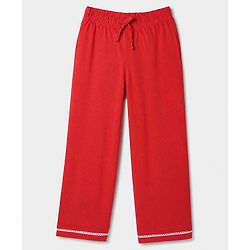 Pine Kids 100% Cotton Knit Half Sleeves Co-Ords Solid Shirt & Pajama Night Suit - Red