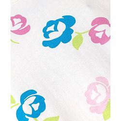 Pine Kids 100% Cotton Knit Half Sleeves Nighty With Floral Print & Bio Finish - White