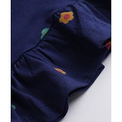 Pine Kids 100% Cotton Knit Half Sleeves Nighty With Floral Print - Blue