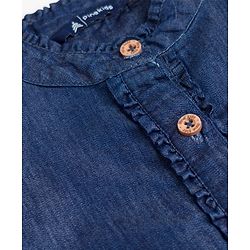Pine Kids Cotton Blend Woven Denim Top with Half Sleeves -Navy Blue