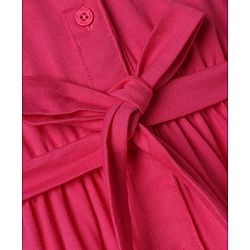 Pine Kids 100% Cotton Knit Half Sleeves Solid Tiered Dress in Pink