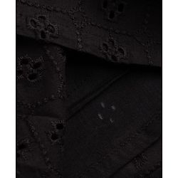Pine Kids 100% Cotton Woven Frock with Half Puffed Sleeves and Eyelet Pattern Embroidery in Black