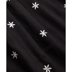 Pine Kids 100% Cambric Woven Fit and Flare Frock with Sleeveless and Flower Embroidery in Black