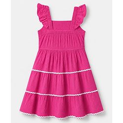 Pine Kids Woven Dress with Frill Sleeves in Pink
