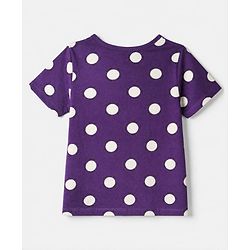 Pine Kids 100% Cotton Knit T-Shirt & Pyjama Co-ords Night Suit With Polka Dot Print in Purple