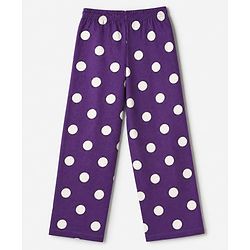Pine Kids 100% Cotton Knit T-Shirt & Pyjama Co-ords Night Suit With Polka Dot Print in Purple