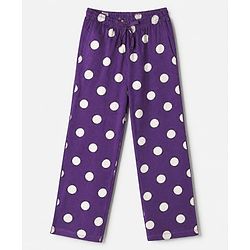 Pine Kids 100% Cotton Knit T-Shirt & Pyjama Co-ords Night Suit With Polka Dot Print in Purple