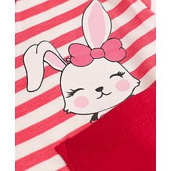 Pine Kids 100% Cotton Knit T-Shirt & Pyjama Night Suit With Bunny Print -White