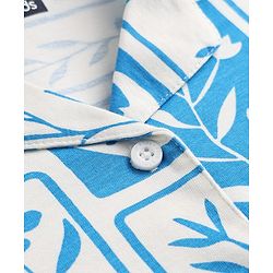Pine Kids 100% Cotton Knit Half Sleeves Shirt & Pyjama Night Suit With Floral Print & Bio Finish - Blue