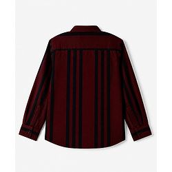 Pine Kids 100% Cotton Woven Shirt with Full Sleeves and Stripes Print - Maroon