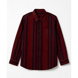 Pine Kids 100% Cotton Woven Shirt with Full Sleeves and Stripes Print - Maroon