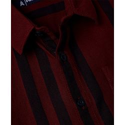 Pine Kids 100% Cotton Woven Shirt with Full Sleeves and Stripes Print - Maroon