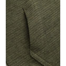 Pine Kids Cotton Mix Knit Solid Hooded T-Shirt with Half Sleeves and Kangaroo Pocket in Olive Green