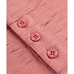 Pine Kids Cotton Mix Knit Textured T-Shirt with Half Sleeves in Pink