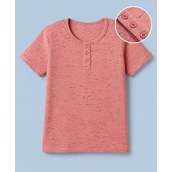 Pine Kids Cotton Mix Knit Textured T-Shirt with Half Sleeves in Pink
