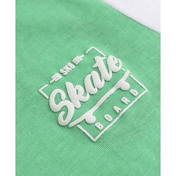 Pine Kids 100% Cotton Knit T-Shirt with Half Sleeves and Skate Board Print - White