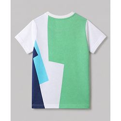 Pine Kids 100% Cotton Knit T-Shirt with Half Sleeves and Skate Board Print - White