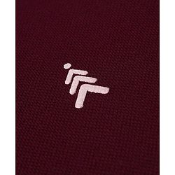 Pine Kids Cotton Mix Knit Half Sleeves T-Shirt with Logo Embroidery in Wine