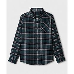 Pine Kids 100% Cotton Woven Tartan Checks Shirt with Full Sleeves - Teal Blue