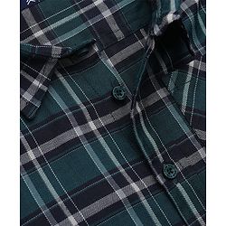 Pine Kids 100% Cotton Woven Tartan Checks Shirt with Full Sleeves - Teal Blue