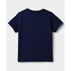 Pine Kids 100% Cotton Single Jersery Knit 180 GSM Half Sleeves T-Shirt & Short Night Suit With Endless Forest Text Print & Bio Wash - Blue