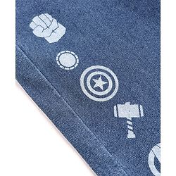 Pine Kids Marvel Denim Full Length Jeans with Superhero Symbols Print in Blue