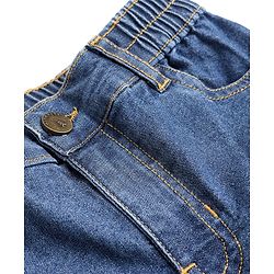 Pine Kids Marvel Denim Full Length Jeans with Superhero Symbols Print in Blue