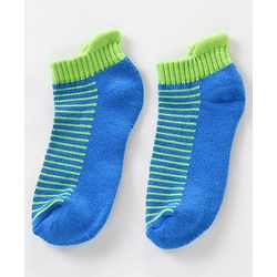 Pine Kids Anti Microbial Ankle Length Socks Striped Design with Anti Microbial Finish Pack of 3 - Green Blue Grey