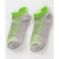 Pine Kids Anti Microbial Ankle Length Socks Striped Design with Anti Microbial Finish Pack of 3 - Green Blue Grey