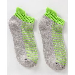 Pine Kids Anti Microbial Ankle Length Socks Striped Design with Anti Microbial Finish Pack of 3 - Green Blue Grey