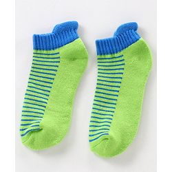 Pine Kids Anti Microbial Ankle Length Socks Striped Design with Anti Microbial Finish Pack of 3 - Green Blue Grey