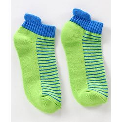 Pine Kids Anti Microbial Ankle Length Socks Striped Design with Anti Microbial Finish Pack of 3 - Green Blue Grey