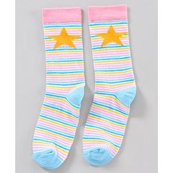 Pine Kids Mid Calf Length Anti-Microbial Socks Pack of 5 - Pink Blue