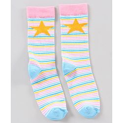 Pine Kids Mid Calf Length Anti-Microbial Socks Pack of 5 - Pink Blue