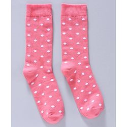 Pine Kids Mid Calf Length Anti-bacterial Socks Polka Dot Design Pack of 3 - Pink