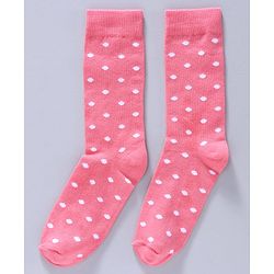 Pine Kids Mid Calf Length Anti-bacterial Socks Polka Dot Design Pack of 3 - Pink