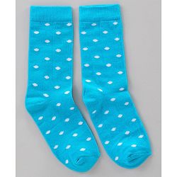 Pine Kids Mid Calf Length Anti-bacterial Socks Polka Dot Design Pack of 3 - Blue