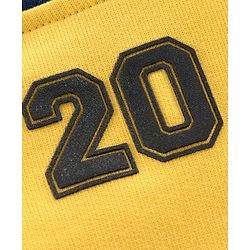 Pine Kids Full Sleeves Biowashed Hooded Sweat Jacket Numeric 20 Patch - Yellow Navy Blue