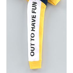 Pine Kids Full Sleeves Biowashed Hooded Sweat Jacket Numeric 20 Patch - Yellow Navy Blue