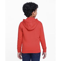 Pine Kids Full Sleeves Biowashed Hooded Sweat Jacket - Red
