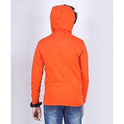 Pine Kids Full Sleeves Biowashed Hooded Sweat Jacket - Orange